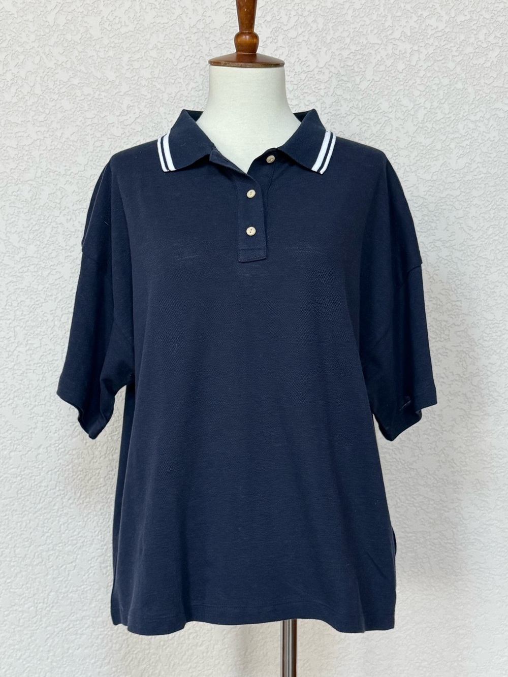NWT J. Crew navy boxy cropped polo tipped with white
